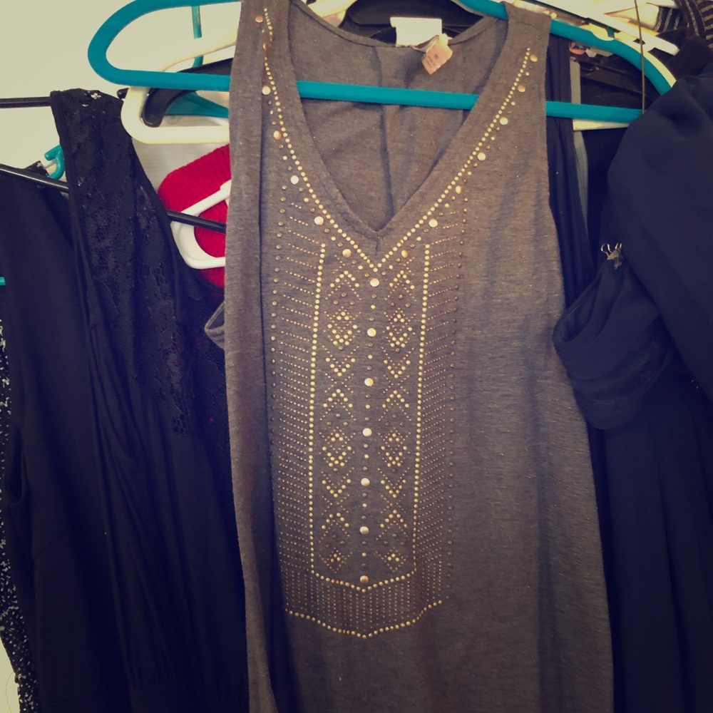 Tank top with rhinestones